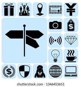 Set of 17 business high quality icons or symbols. Collection. Detailed design. Vector Illustration.
