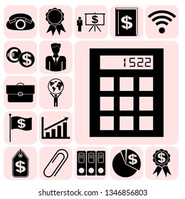 Set of 17 business high quality symbols. Collection. Detailed design. Vector Illustration.