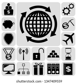 Set of 17 business high quality icons. Collection. Detailed design. Vector Illustration.