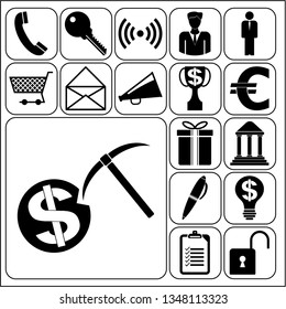 Set of 17 business high quality symbols. Collection. Amazing desing. Vector Illustration.