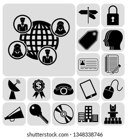 Set of 17 business high quality symbols or icons. Collection. Amazing desing. Vector Illustration.
