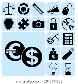 Set of 17 business high quality icons. Collection. Detailed design. Vector Illustration.