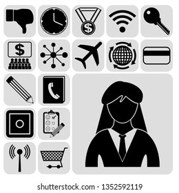 Set of 17 business high quality icons. Collection. Flat design. Vector Illustration.