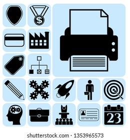 Set of 17 business high quality icons or symbols. Collection. Amazing desing. Vector Illustration.