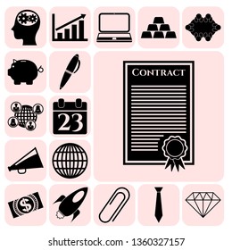 Set of 17 business high quality icons. Collection. Detailed design. Vector Illustration.