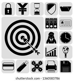 Set of 17 business high quality symbols or icons. Collection. Detailed design. Vector Illustration.