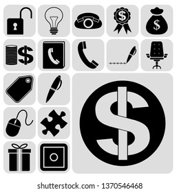 Set of 17 business high quality icons. Collection. Detailed design. Vector Illustration.