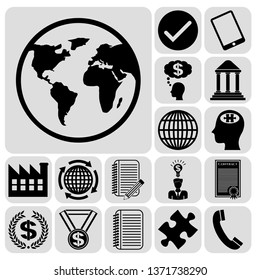 Set of 17 business high quality symbols or icons. Collection. Amazing desing. Vector Illustration.