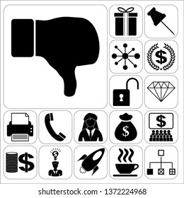 Set of 17 business high quality symbols. Collection. Amazing desing. Vector Illustration.
