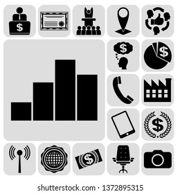 Set of 17 business high quality symbols or icons. Collection. Amazing desing. Vector Illustration.