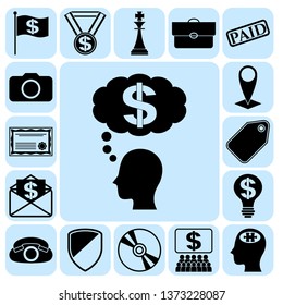 Set of 17 business high quality icons. Collection. Flat design. Vector Illustration.