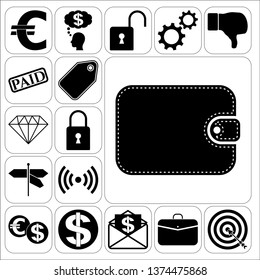 Set of 17 business high quality icons or symbols. Collection. Amazing desing. Vector Illustration.