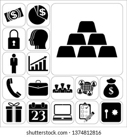 Set of 17 business high quality icons. Collection. Flat design. Vector Illustration.