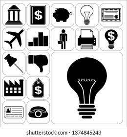 Set of 17 business high quality icons. Collection. Amazing desing. Vector Illustration.