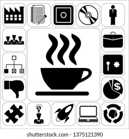 Set of 17 business high quality icons or symbols. Collection. Detailed design. Vector Illustration.