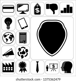 Set of 17 business high quality symbols or icons. Collection. Detailed design. Vector Illustration.
