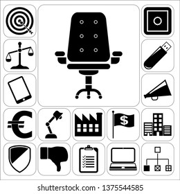 Set of 17 business high quality symbols. Collection. Flat design. Vector Illustration.