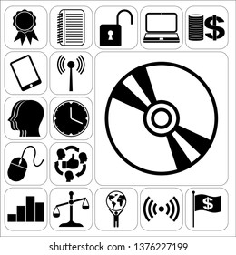 Set of 17 business high quality icons. Collection. Flat design. Vector Illustration.