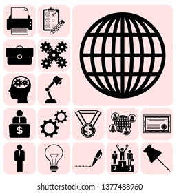 Set of 17 business high quality symbols. Collection. Detailed design. Vector Illustration.