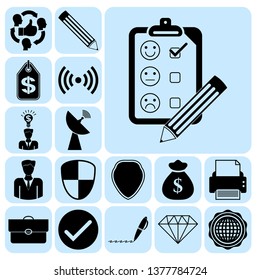 Set of 17 business high quality symbols. Collection. Flat design. Vector Illustration.