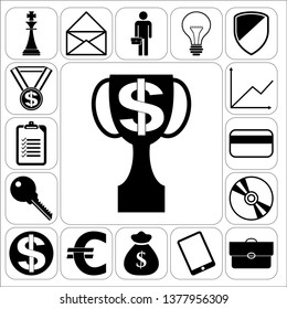 Set of 17 business high quality icons or symbols. Collection. Amazing desing. Vector Illustration.