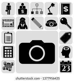 Set of 17 business high quality icons or symbols. Collection. Detailed design. Vector Illustration.