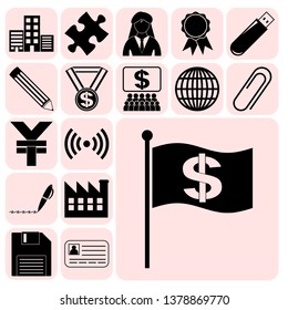 Set of 17 business high quality symbols or icons. Collection. Amazing desing. Vector Illustration.