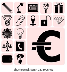 Set of 17 business high quality icons or symbols. Collection. Detailed design. Vector Illustration.