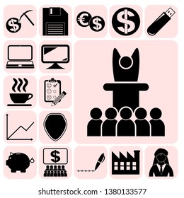 Set of 17 business high quality icons or symbols. Collection. Amazing desing. Vector Illustration.