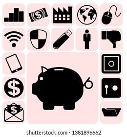 Set of 17 business high quality icons or symbols. Collection. Amazing desing. Vector Illustration.