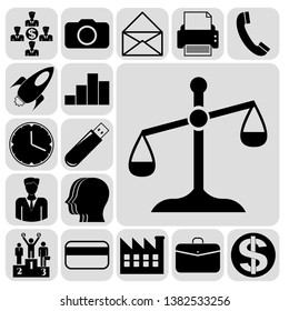 Set of 17 business high quality symbols or icons. Collection. Flat design. Vector Illustration.