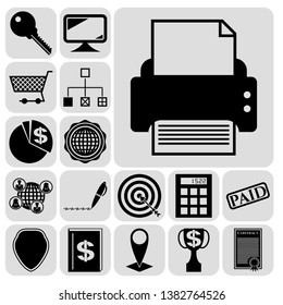 Set of 17 business high quality symbols. Collection. Flat design. Vector Illustration.