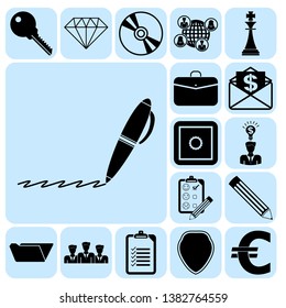 Set of 17 business high quality icons or symbols. Collection. Amazing desing. Vector Illustration.