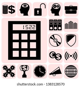 Set of 17 business high quality icons or symbols. Collection. Detailed design. Vector Illustration.