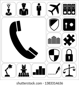 Set of 17 business high quality symbols. Collection. Flat design. Vector Illustration.