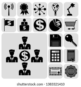 Set of 17 business high quality symbols. Collection. Amazing desing. Vector Illustration.