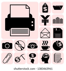 Set of 17 business high quality icons. Collection. Flat design. Vector Illustration.