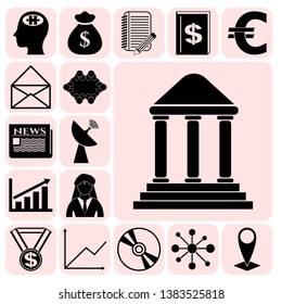 Set of 17 business high quality icons or symbols. Collection. Detailed design. Vector Illustration.