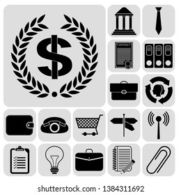 Set of 17 business high quality icons. Collection. Detailed design. Vector Illustration.