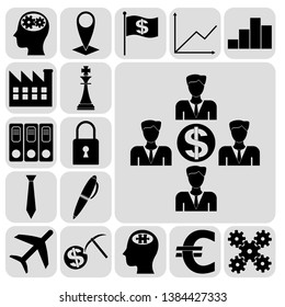 Set of 17 business high quality symbols or icons. Collection. Detailed design. Vector Illustration.