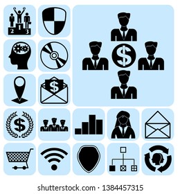 Set of 17 business high quality symbols. Collection. Flat design. Vector Illustration.