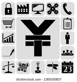 Set of 17 business high quality symbols. Collection. Flat design. Vector Illustration.