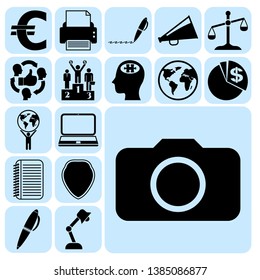 Set of 17 business high quality symbols or icons. Collection. Flat design. Vector Illustration.