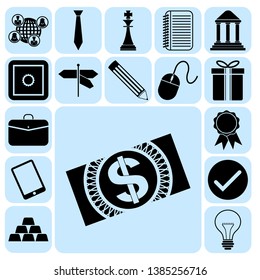 Set of 17 business high quality icons. Collection. Flat design. Vector Illustration.