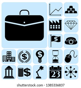 Set of 17 business high quality symbols or icons. Collection. Detailed design. Vector Illustration.