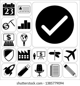 Set of 17 business high quality symbols or icons. Collection. Amazing desing. Vector Illustration.