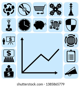 Set of 17 business high quality symbols. Collection. Flat design. Vector Illustration.