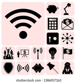 Set of 17 business high quality icons. Collection. Amazing desing. Vector Illustration.