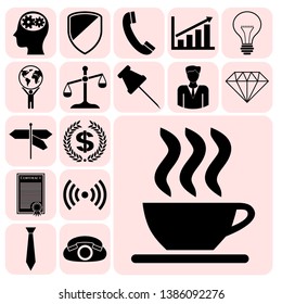 Set of 17 business high quality symbols or icons. Collection. Detailed design. Vector Illustration.