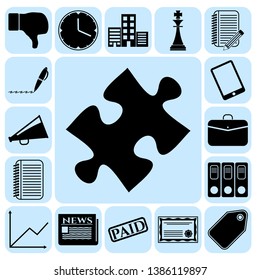 Set of 17 business high quality icons or symbols. Collection. Flat design. Vector Illustration.